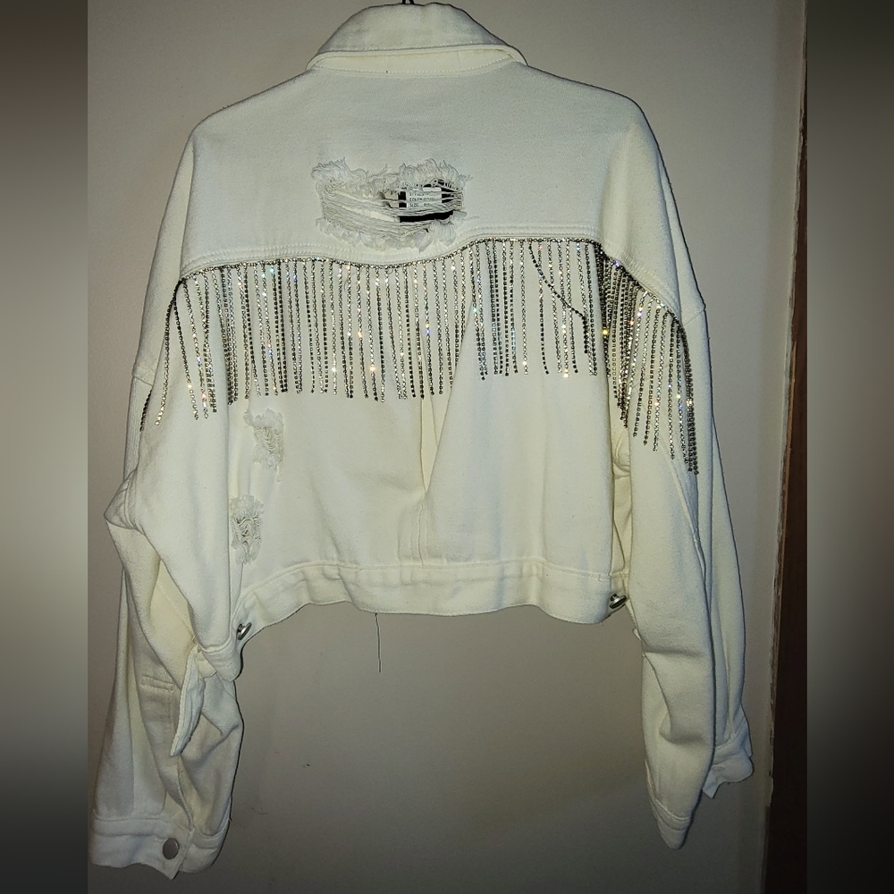 White Fringe Denim Jacket